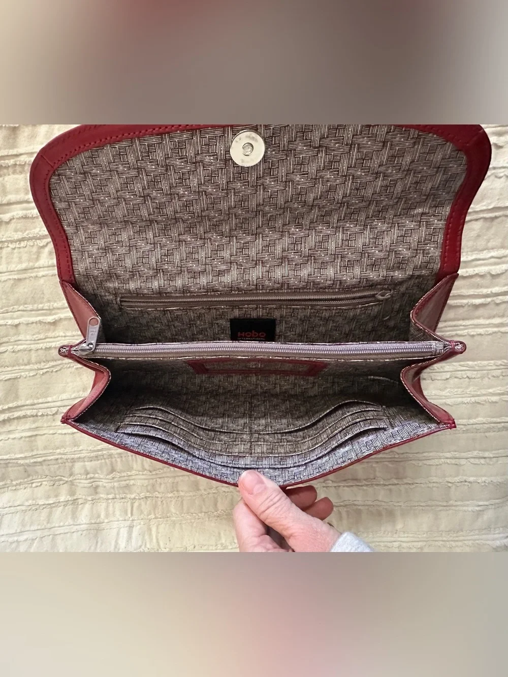 HOBO International Vintage Eden Red Leather Clutch Purse